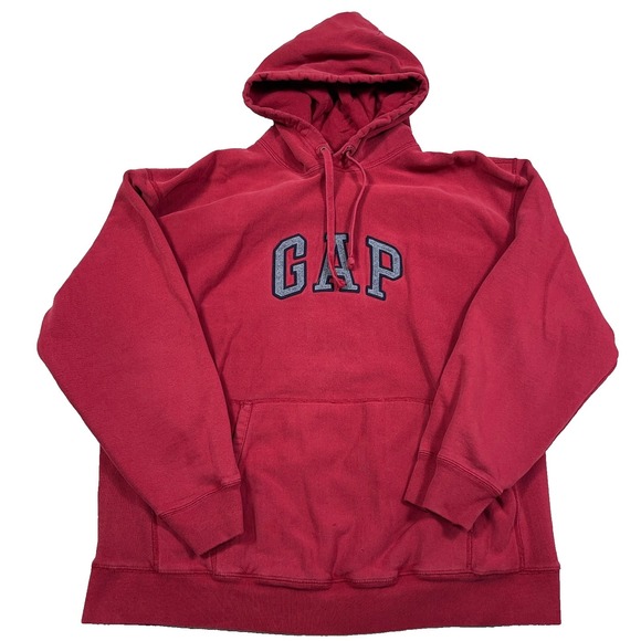 GAP Other - Vintage Y2K Gap Hoodie Men XL Red Gray Sweatshirt Sweater Spell Out 2000s